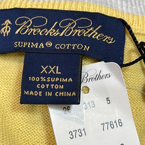 Brooks Brothers NWT Yellow Crew Neck Sweater Size XXL 100% Supima Cotton - Picture 12 of 13